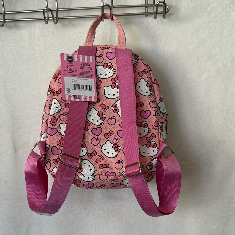 Hello Kitty Pink & White Kids Backpack with Heart and Apple Pattern - Picture 4 of 8